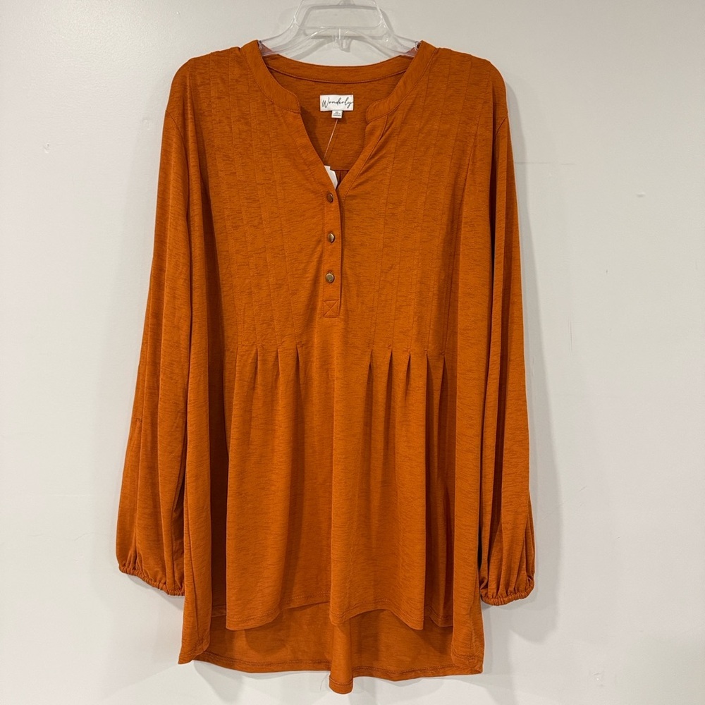 NWT Wonderly Vibrant Orange Blouse XL